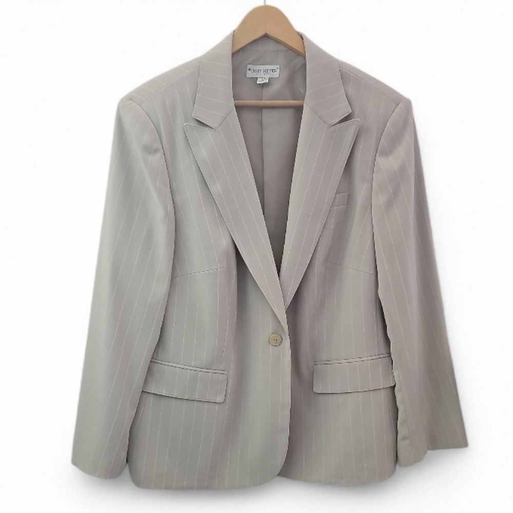 John Meyer Sage Green Pinstripe Blazer Plus 22W NWT Career Jacket Officewear
